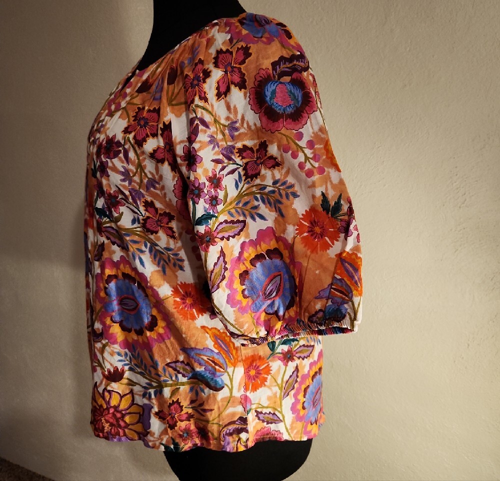 Liverpool Multicolor Floral Split Neck Button Front Blouse Size 1X - Picture 2 of 12